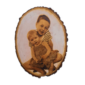 Custom Child/Baby Portrait - Rustic Oval Log Slice