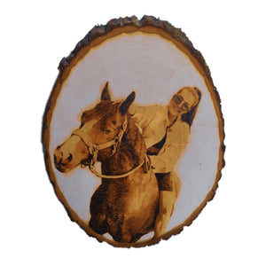 Custom Horse Portrait - Rustic Oval Log Slice